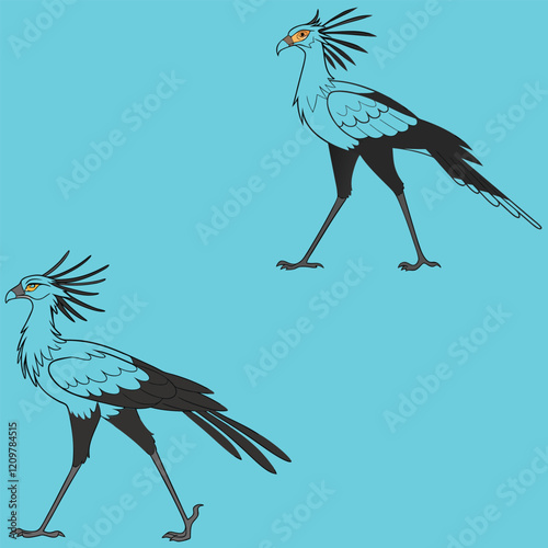  Secretary bird bundle line art and illustrator eps