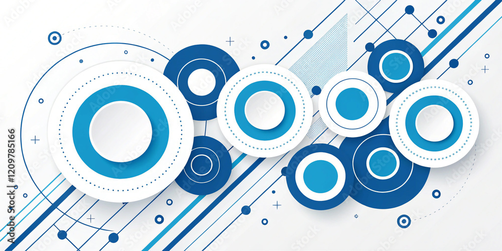 Obraz premium An Abstract Tech Banner Design Featuring Blue and White Circles