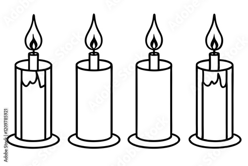 Simple Candle Line Art Elements set