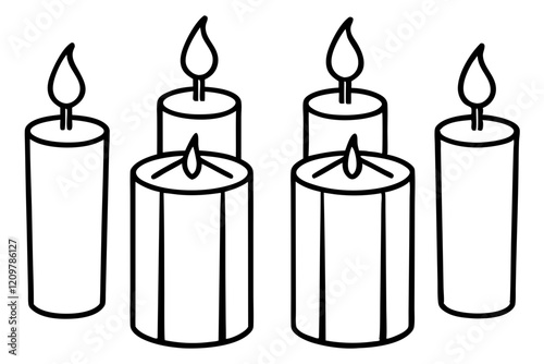 Simple Candle Line Art Elements set