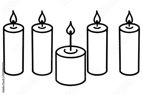 Simple Candle Line Art Elements set