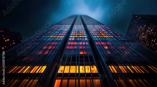 Wallpaper Mural Night Cityscape: Skyscraper's Colorful Illumination Torontodigital.ca