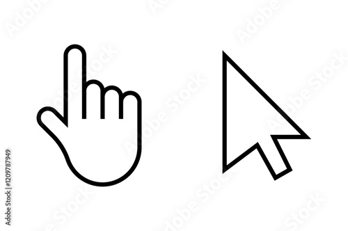 Hand pointer and arrow cursor icons photo