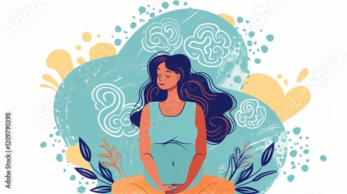 Pregnant Woman Stressed with Depression and Emotional Thoughts Concept Photo