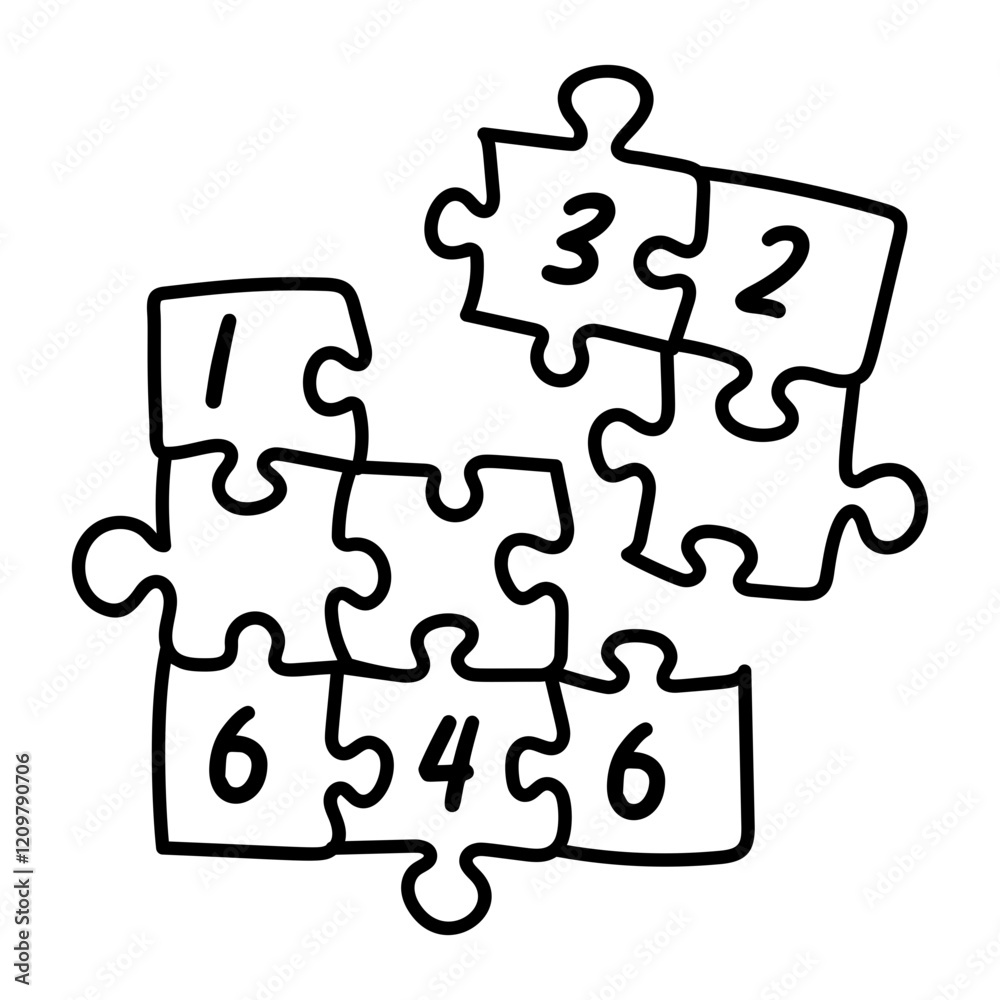 Doodle style icon of a numeric puzzle game Doodle style icon of a numeric puzzle game