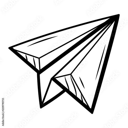 A hand drawn icon depicting a paper plane