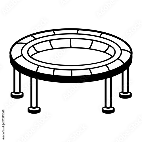 A hand drawn icon depicting a trampoline