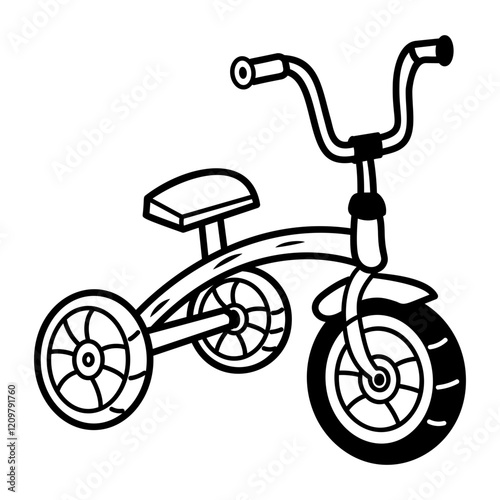 Hand drawn icon of a kids tricycle