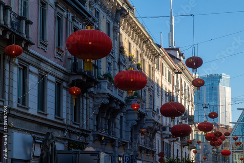 Residential buildings along via Paolo Sarpi in Milan, Italy