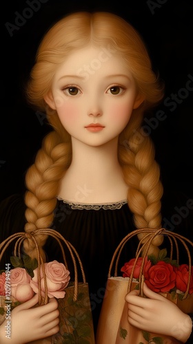 Blushing Beauty with Roses:...