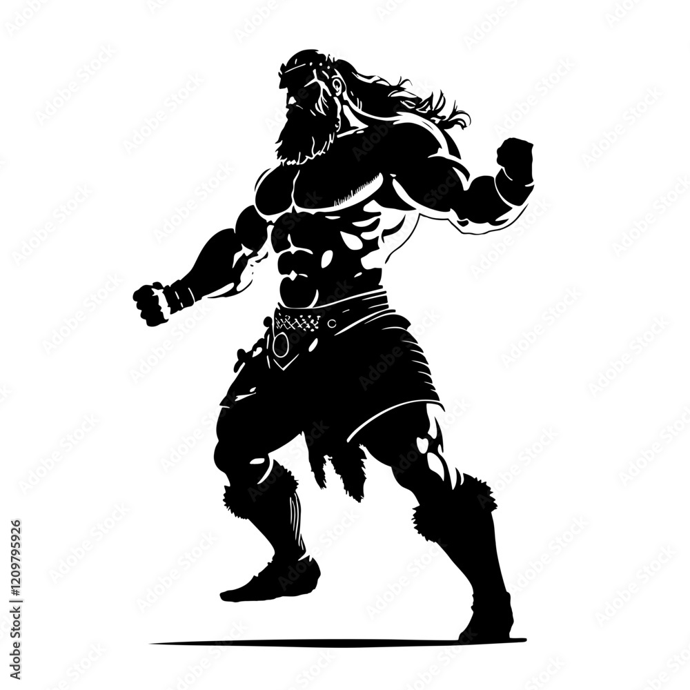 Obraz premium Viking Warrior – A Striking and Detailed Artwork Perfect for Norse-Themed Projects, Historical Illustrations, Fantasy Art, and Merchandise. Viking Warrior Fantasy-Themed Designs