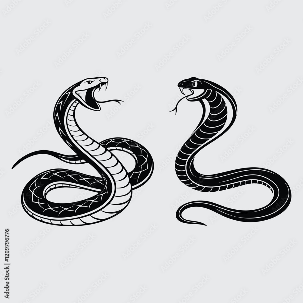 Fototapeta premium Snake image silhouette vector art and illustration