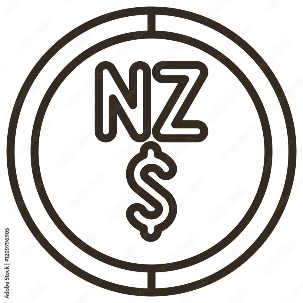New Zealand Dollar Symbol Icon Element For Design Graphic New Zealand Dollar Symbol Icon Element For Design Graphic