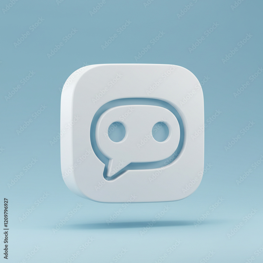 A minimalist design featuring a white speech bubble icon with three dots, symbolizing communication A minimalist design featuring a white speech bubble icon with three dots, symbolizing communication