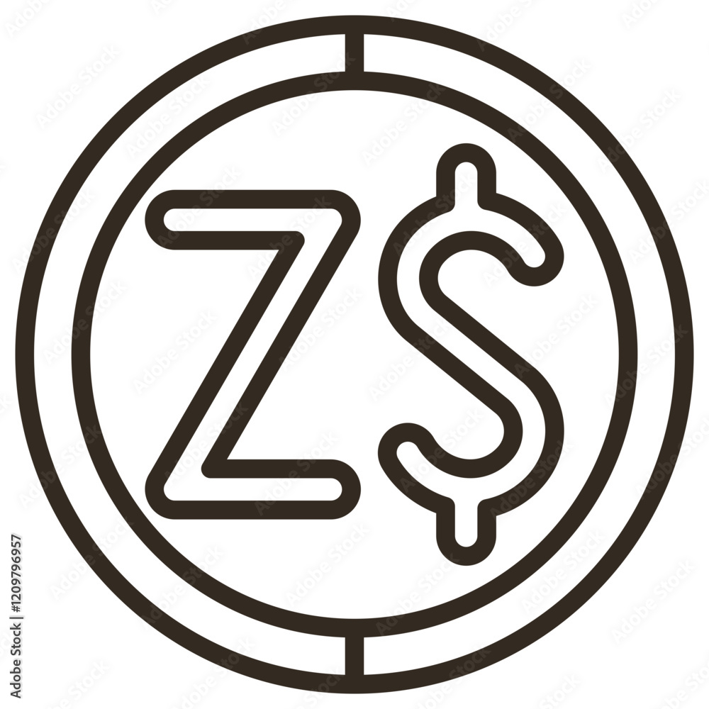 Zimbabwe Dollar Symbol  Icon Element For Design Graphic