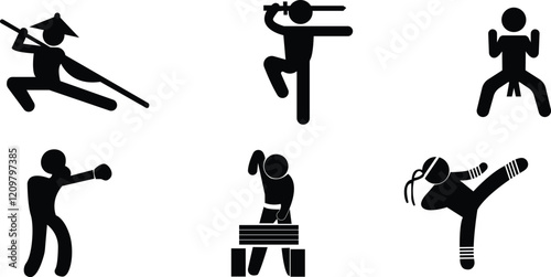 Well-known martial arts,Taekwondo silhouette,Martial exercise,Karate silhouette