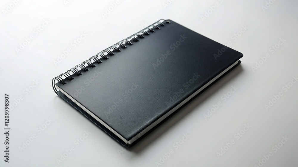 Black Notebook on White Background - Copy Space for Text or Design Black Notebook on White Background - Copy Space for Text or Design