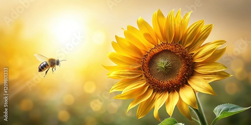 Golden Hour Sunflower Bee: Long Exposure Macro Photography