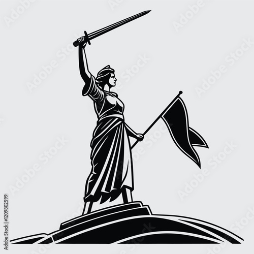 Motherland calls  image silhouette vector art and illustration