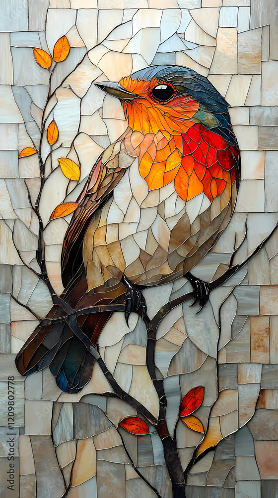 The texture of this robin design is like stained glass, with bright colors and rich layers, but without excessive transparency, retaining subtle color blocks and soft luster. The texture of this robin design is like stained glass, with bright colors and rich layers, but without excessive transparency, retaining subtle color blocks and soft luster.