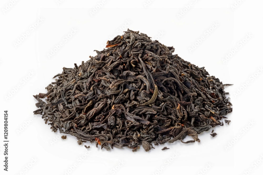 Heap of Dried tea leaves isolated on white background with clipping path and full depth of field Heap of Dried tea leaves isolated on white background with clipping path and full depth of field