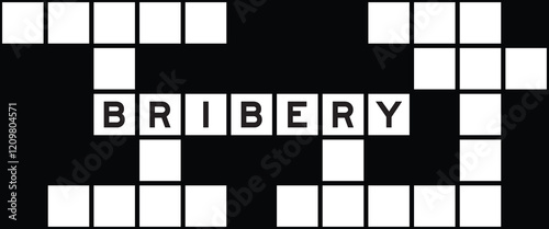 Alphabet letter in word bribery on crossword puzzle background