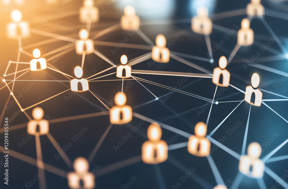 Abstract network of people icon connections, representing social media and communication concepts Abstract network of people icon connections, representing social media and communication concepts