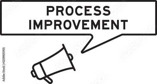 Megaphone icon with speech bubble in word process improvement on white background