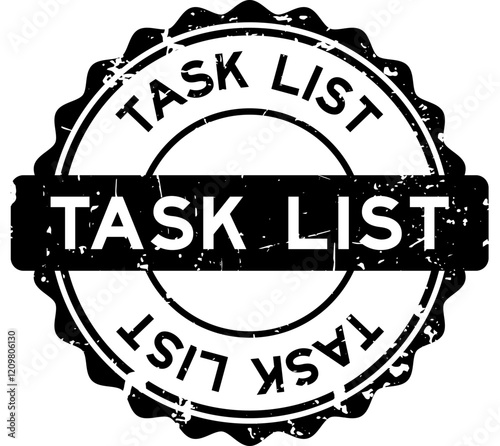 Grunge black task list word round seal stamp on white background