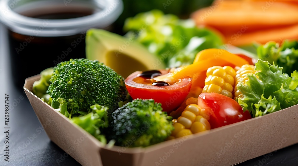Vibrant Vegetable Salad in a Takeout Container Vibrant Vegetable Salad in a Takeout Container