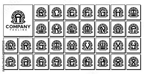 Luxury line dome monogram A-Z letter logo set