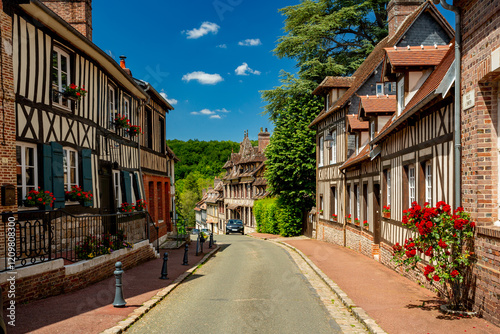 Fototapeta Naklejka Na Ścianę i Meble -  Lyons-la-Foret, France. Old half-timbered houses