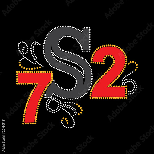 Rhinestone applique collar design for t-shirt or blouse hot-fix transfer. Abstract beautiful glitter applique rhinestone motif.	