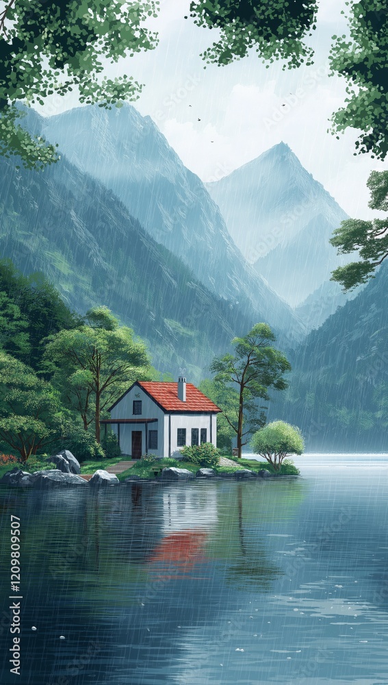 Fototapeta premium house on the lake