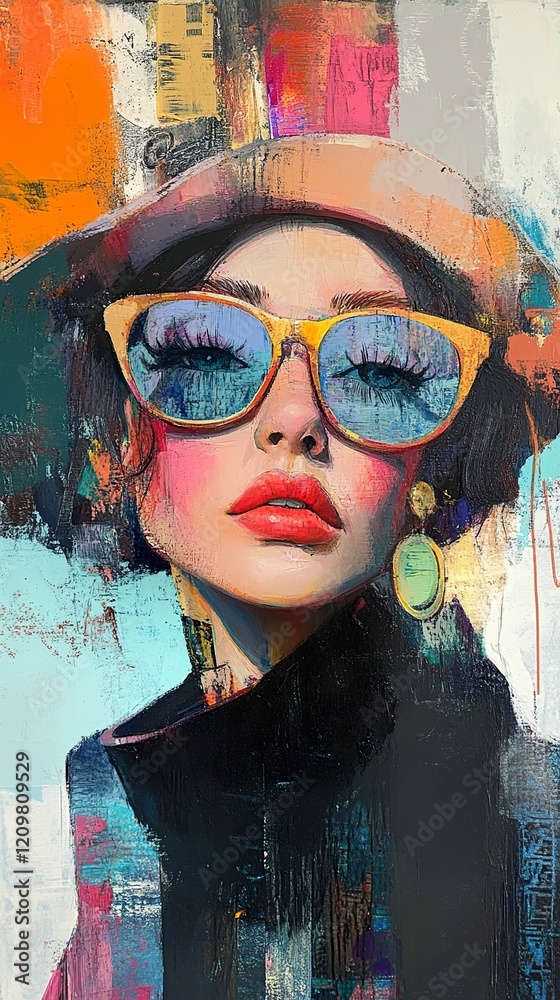 Portrait of a Woman in Sunglasses and Hat Portrait of a Woman in Sunglasses and Hat