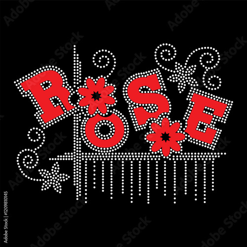 Rhinestone applique collar design for t-shirt or blouse hot-fix transfer. Abstract beautiful glitter applique rhinestone motif.	