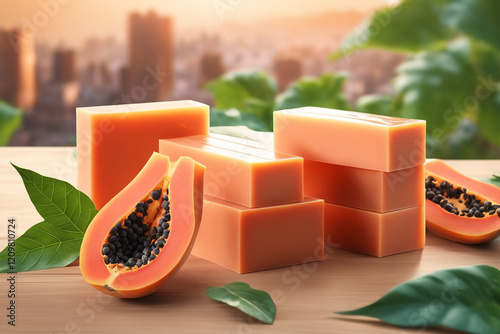 Photo natural Papaya soap with packaging