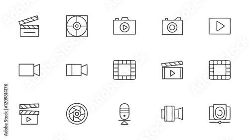 International Film Day Line Icons Set for Creative Projects