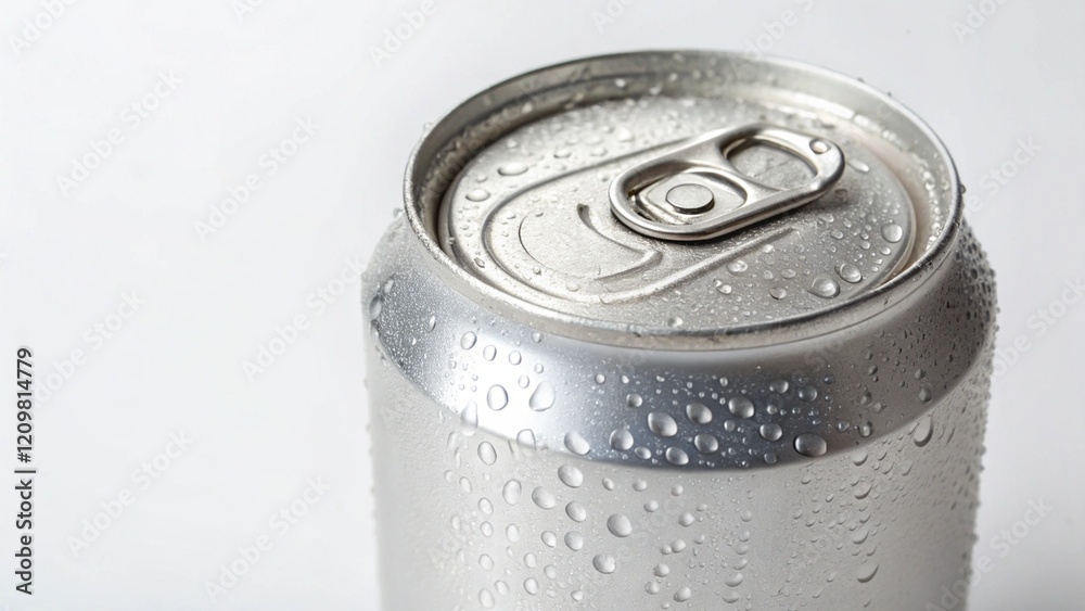 Close-up of Silver Aluminum Soda Can on Clean Light Neutral Background Close-up of Silver Aluminum Soda Can on Clean Light Neutral Background
