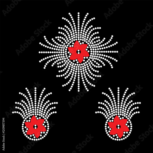 Rhinestone applique collar design for t-shirt or blouse hot-fix transfer. Abstract beautiful glitter applique rhinestone motif.	