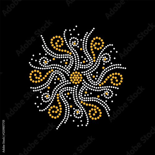 Rhinestone applique collar design for t-shirt or blouse hot-fix transfer. Abstract beautiful glitter applique rhinestone motif.	