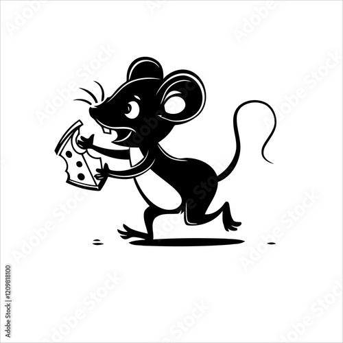 Vector illustration of a cheerful mouse playing with cheese 8
