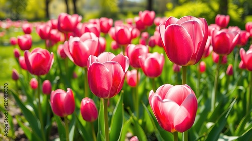 Blooming Tulips in Spring Park - Stunning Spring Flowers