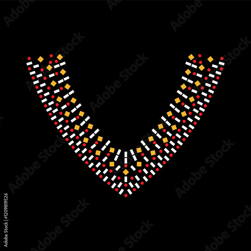 Rhinestone applique collar design for t-shirt or blouse hot-fix transfer. Abstract beautiful glitter applique rhinestone motif.	