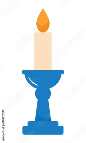 burning candle in chandelier