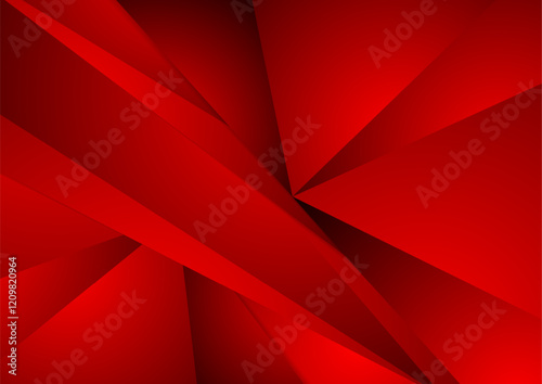Bright red low poly abstract corporate geometric background. Vector design
