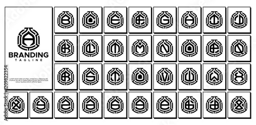 Simple abstract shape monogram letter A-Z logo set