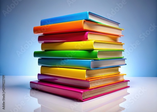 Wallpaper Mural Colorful Book Stack, Isolated, AI Art Torontodigital.ca