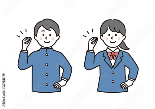 ガッツポーズをする学生の男女