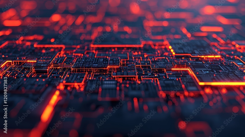 Abstract Digital Technology Background with Glowing Lines and Shapes Abstract Digital Technology Background with Glowing Lines and Shapes